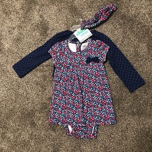 Floral dress with sweater and headband